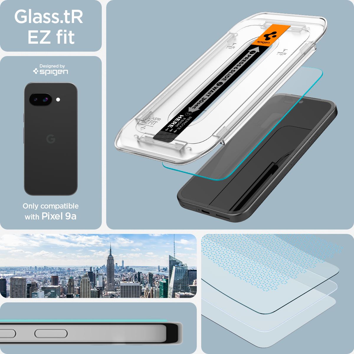 Spigen Glass tR EZ Fit 2 Pack, transparency - Google Pixel 9a (8)