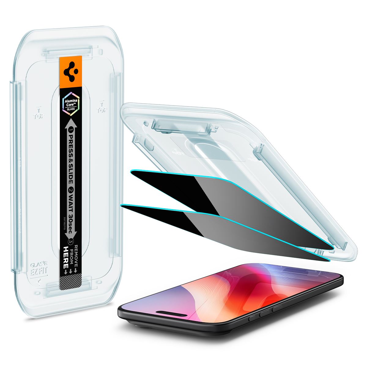Spigen Glass tR EZ Fit (Privacy) 2 Pack, transparency - iPhone Air (7)