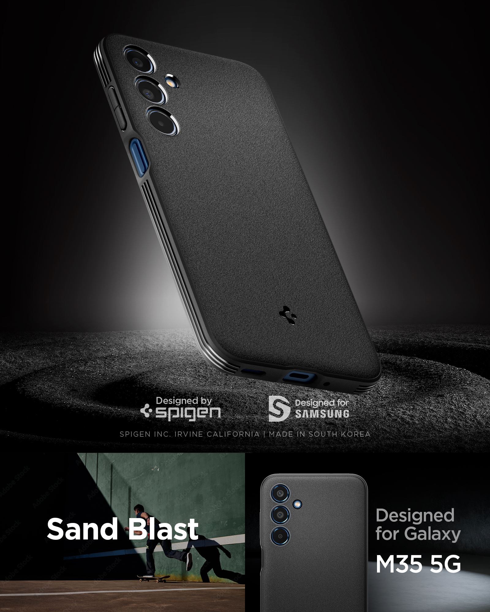 Spigen Essential Sand Blast, matte black - Samsung Galaxy M35 5G (7)