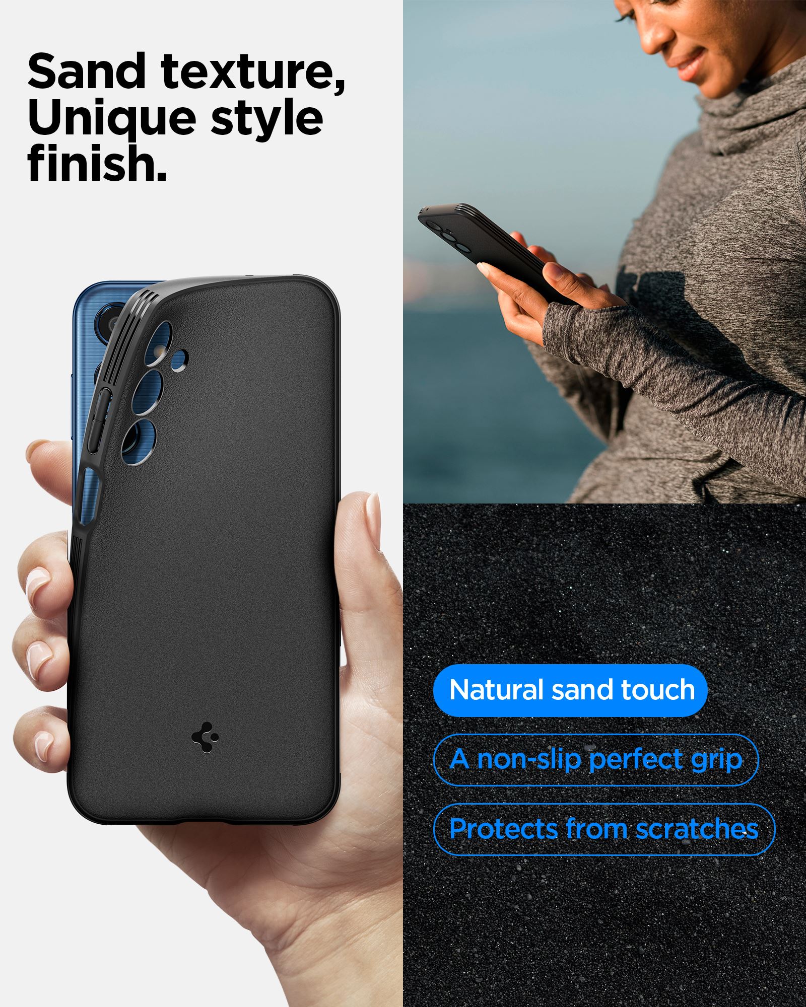 Spigen Essential Sand Blast, matte black - Samsung Galaxy M35 5G (8)