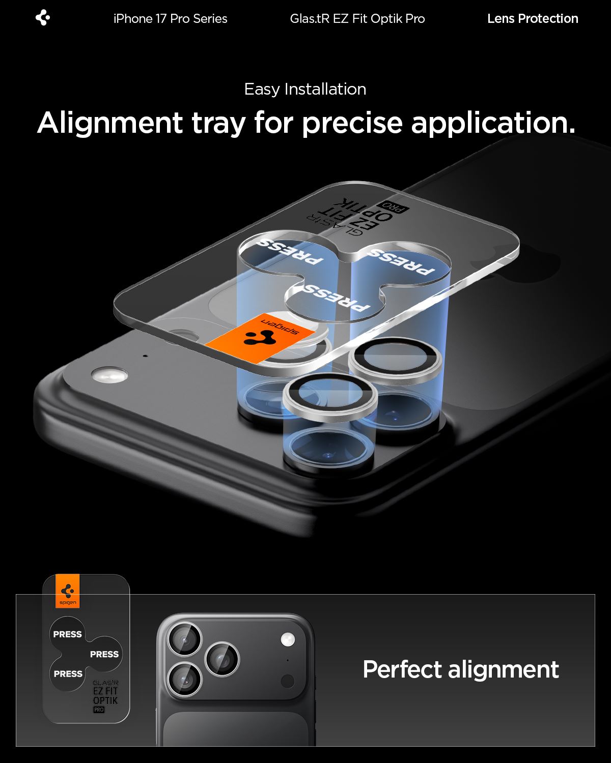 Spigen Glass tR EZ Fit Optik Pro 2 Pack, silver - iPhone 17/16/15/14 Pro / 17/16/15/14 Pro Max (10)