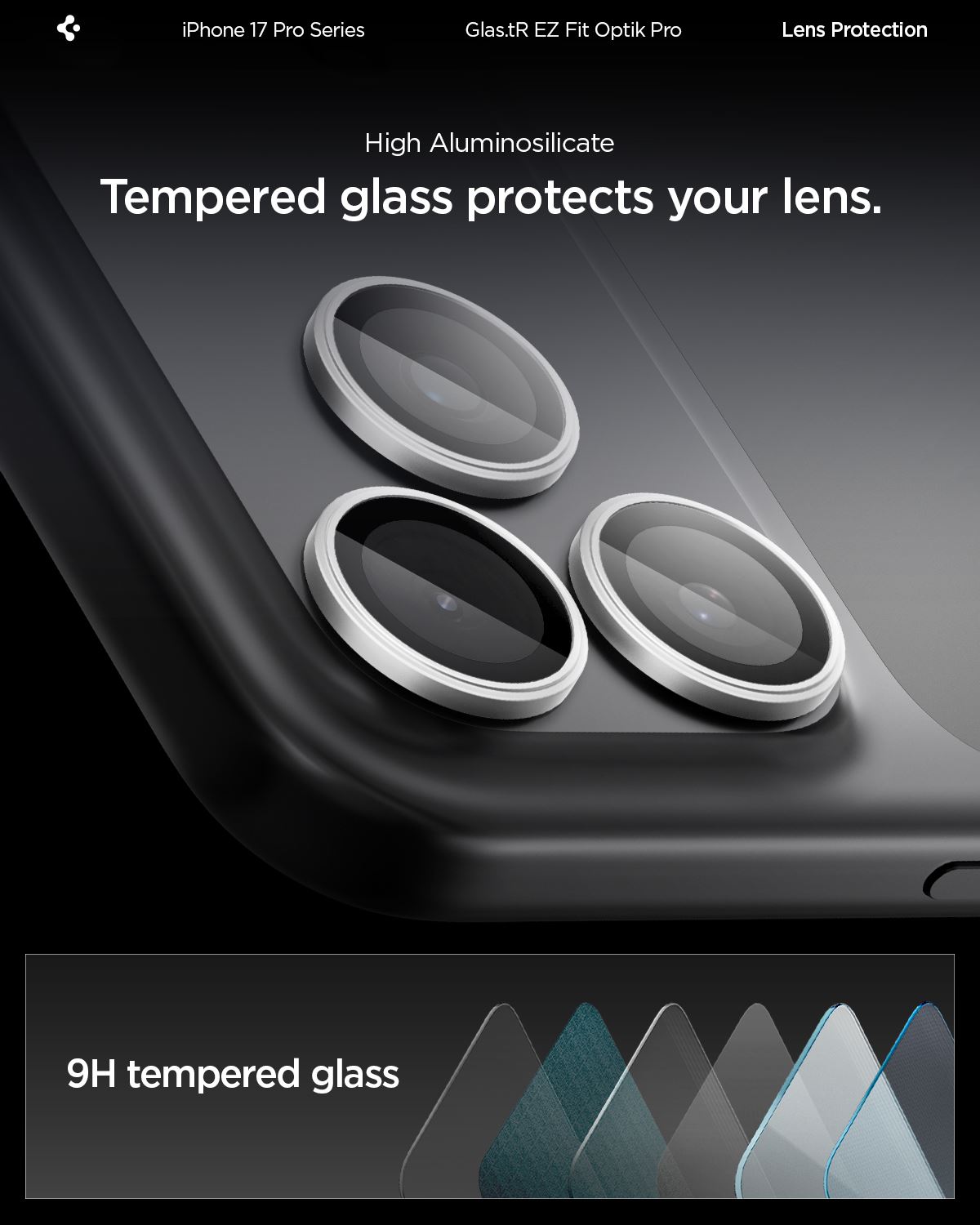 Spigen Glass tR EZ Fit Optik Pro 2 Pack, silver - iPhone 17/16/15/14 Pro / 17/16/15/14 Pro Max (12)