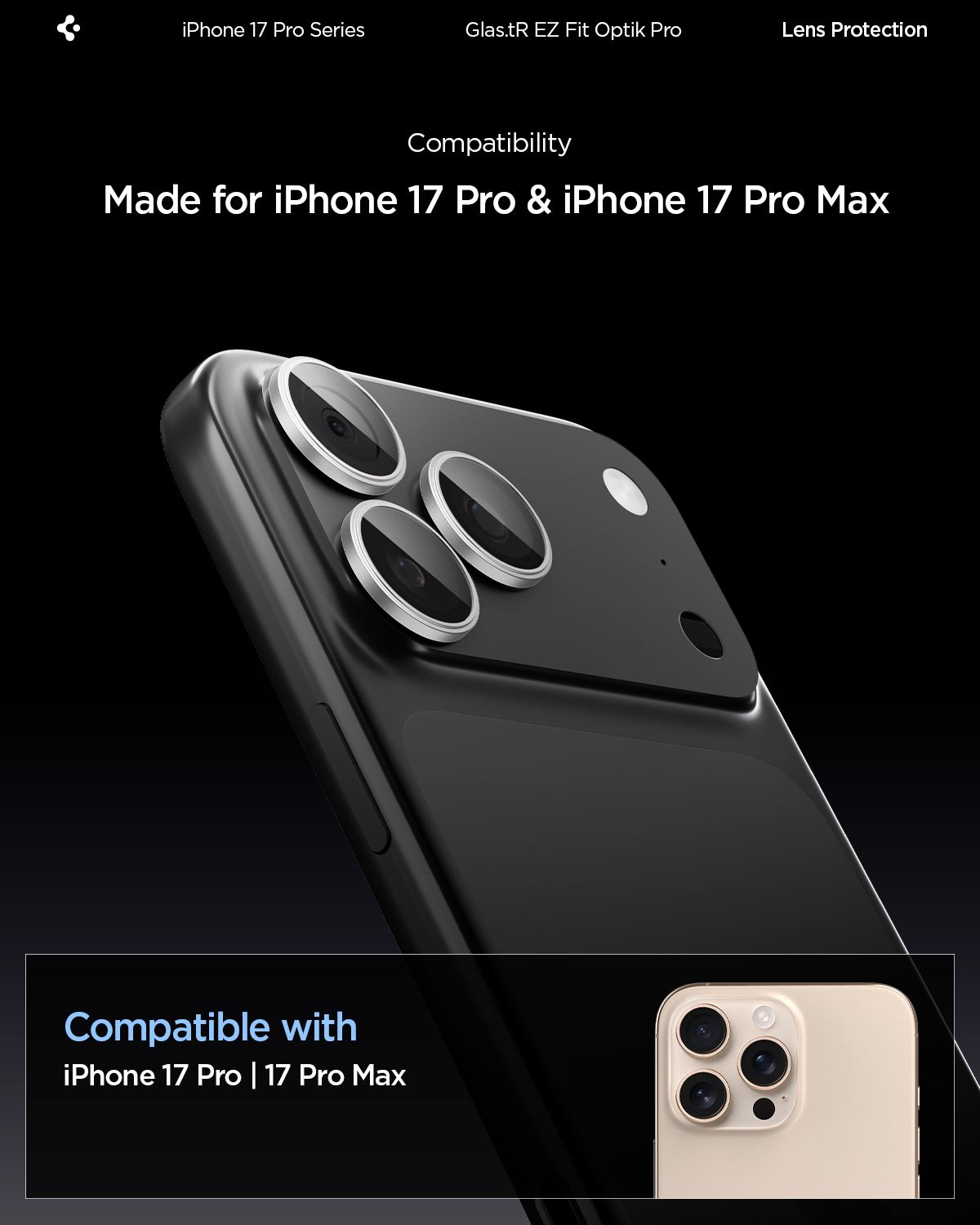 Spigen Glass tR EZ Fit Optik Pro 2 Pack, silver - iPhone 17/16/15/14 Pro / 17/16/15/14 Pro Max (8)