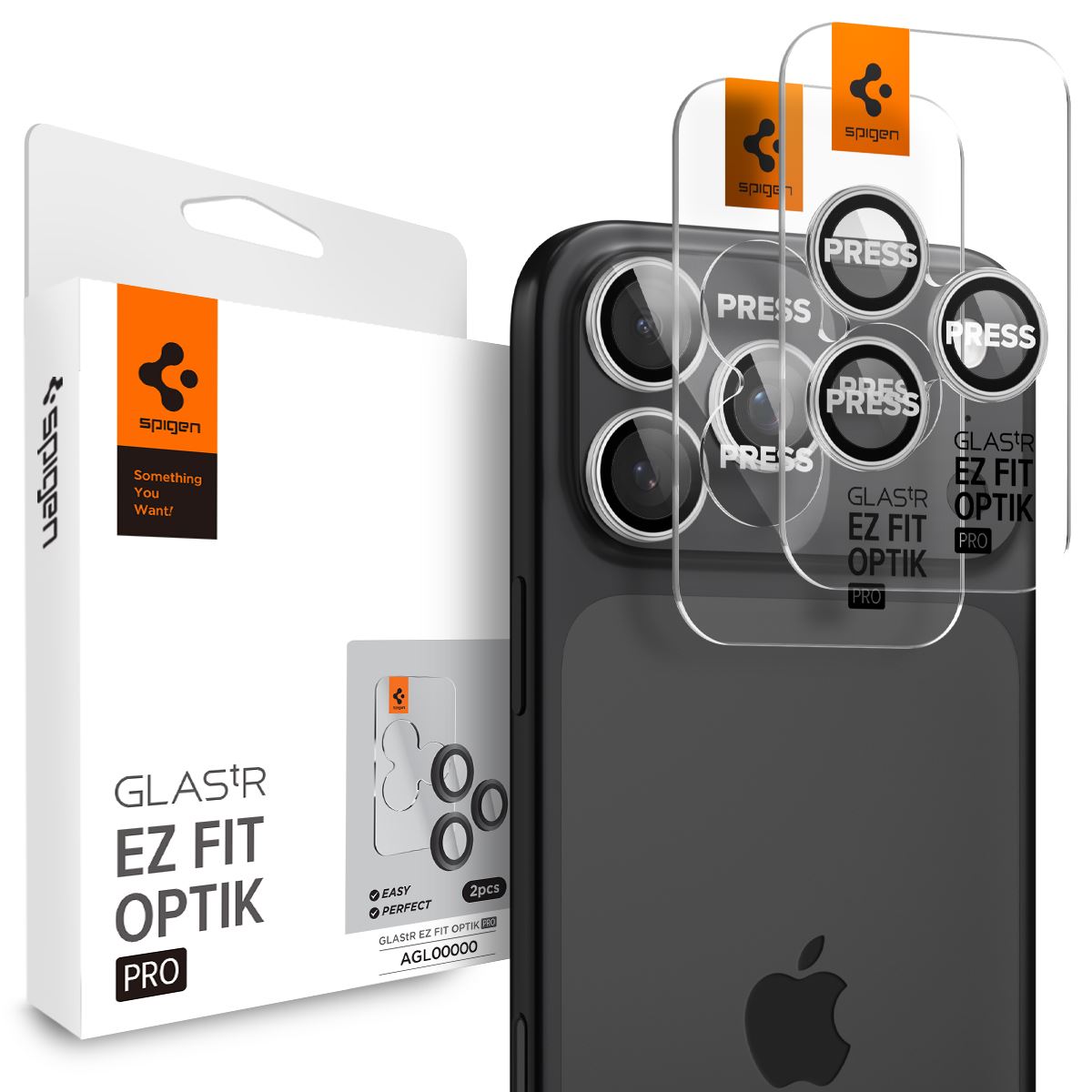 Spigen Glass tR EZ Fit Optik Pro 2 Pack, silver - iPhone 17/16/15/14 Pro / 17/16/15/14 Pro Max