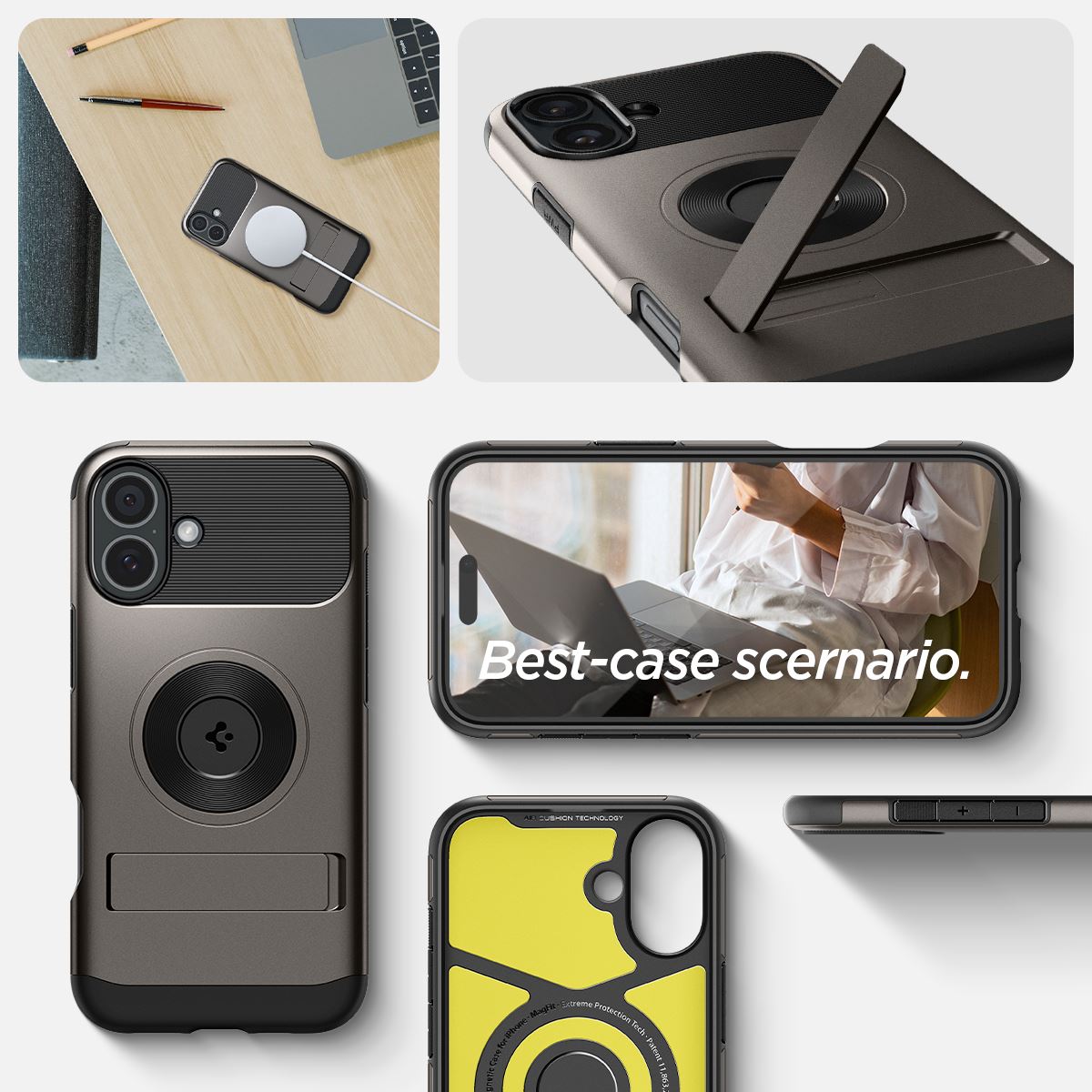 Spigen Slim Armor MagSafe, gunmetal - iPhone 16 (13)