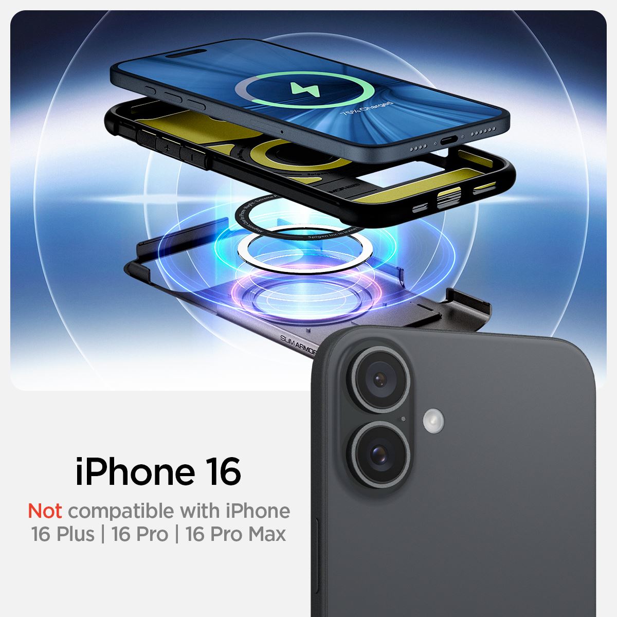 Spigen Slim Armor MagSafe, gunmetal - iPhone 16 (8)
