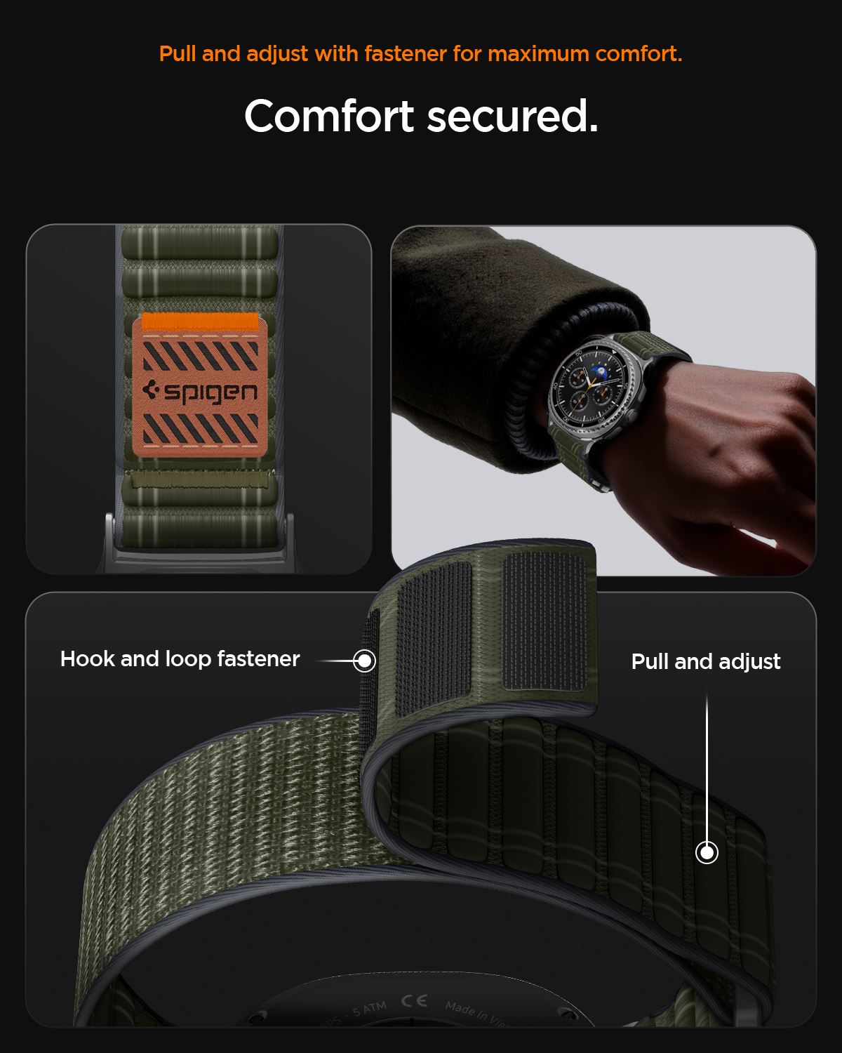 Spigen Fabric Band (hook-and-loop), green - Samsung Galaxy Watch 8 46mm/44mm/40mm (17)