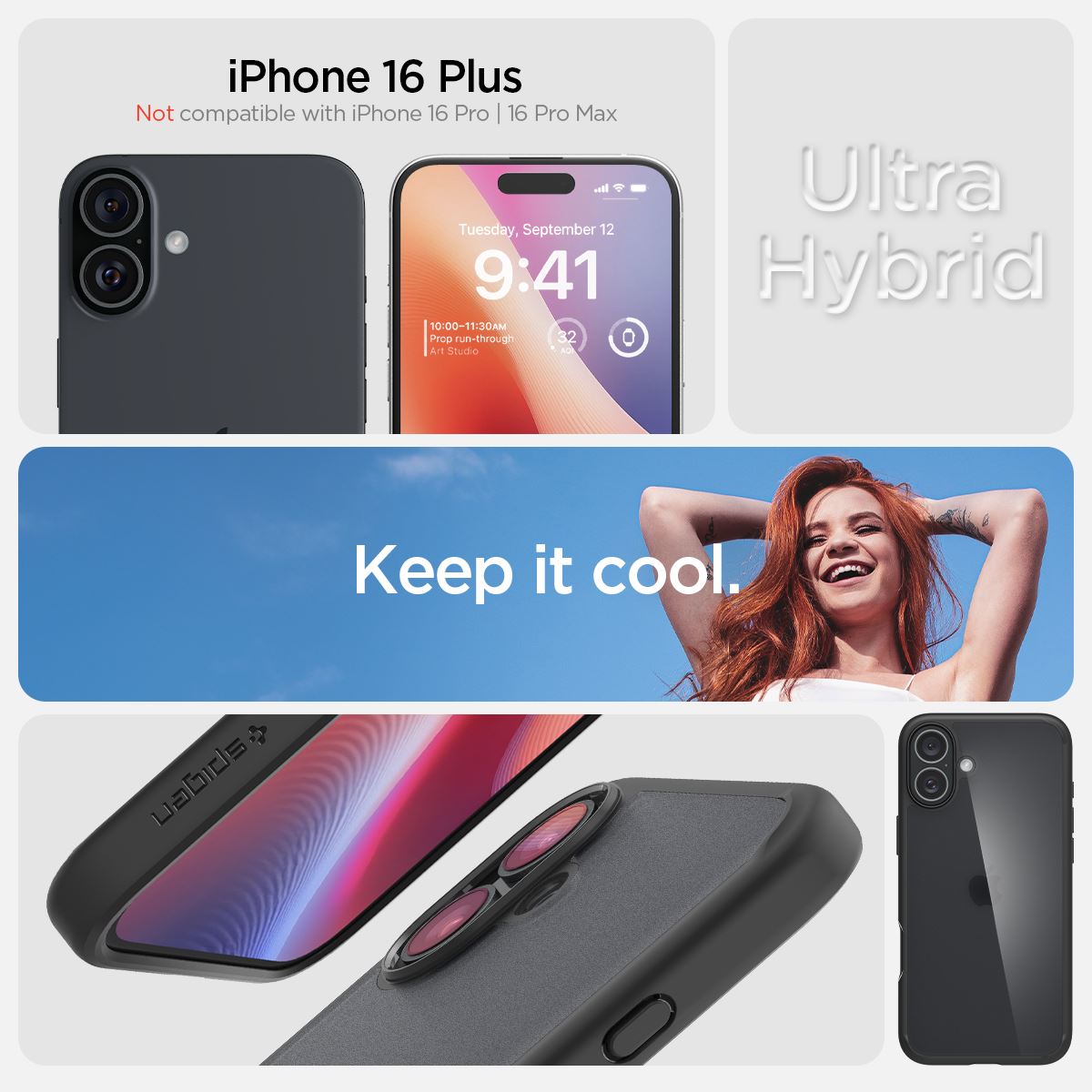 Spigen Ultra Hybrid, frost black - iPhone 16 Plus (8)