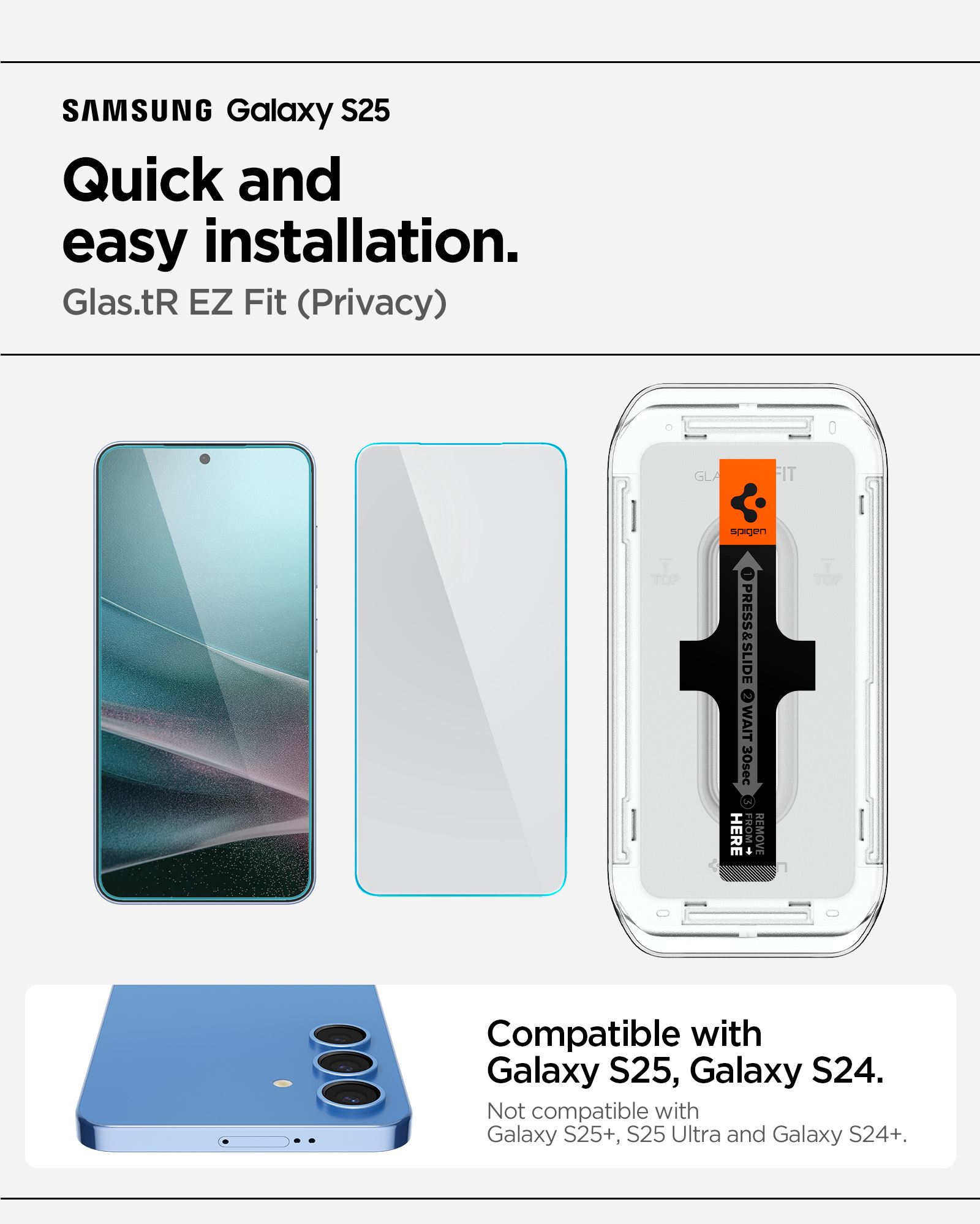 Spigen Glass tR EZ Fit HD (Privacy) 2 Pack - Samsung Galaxy S25/S24 (7)