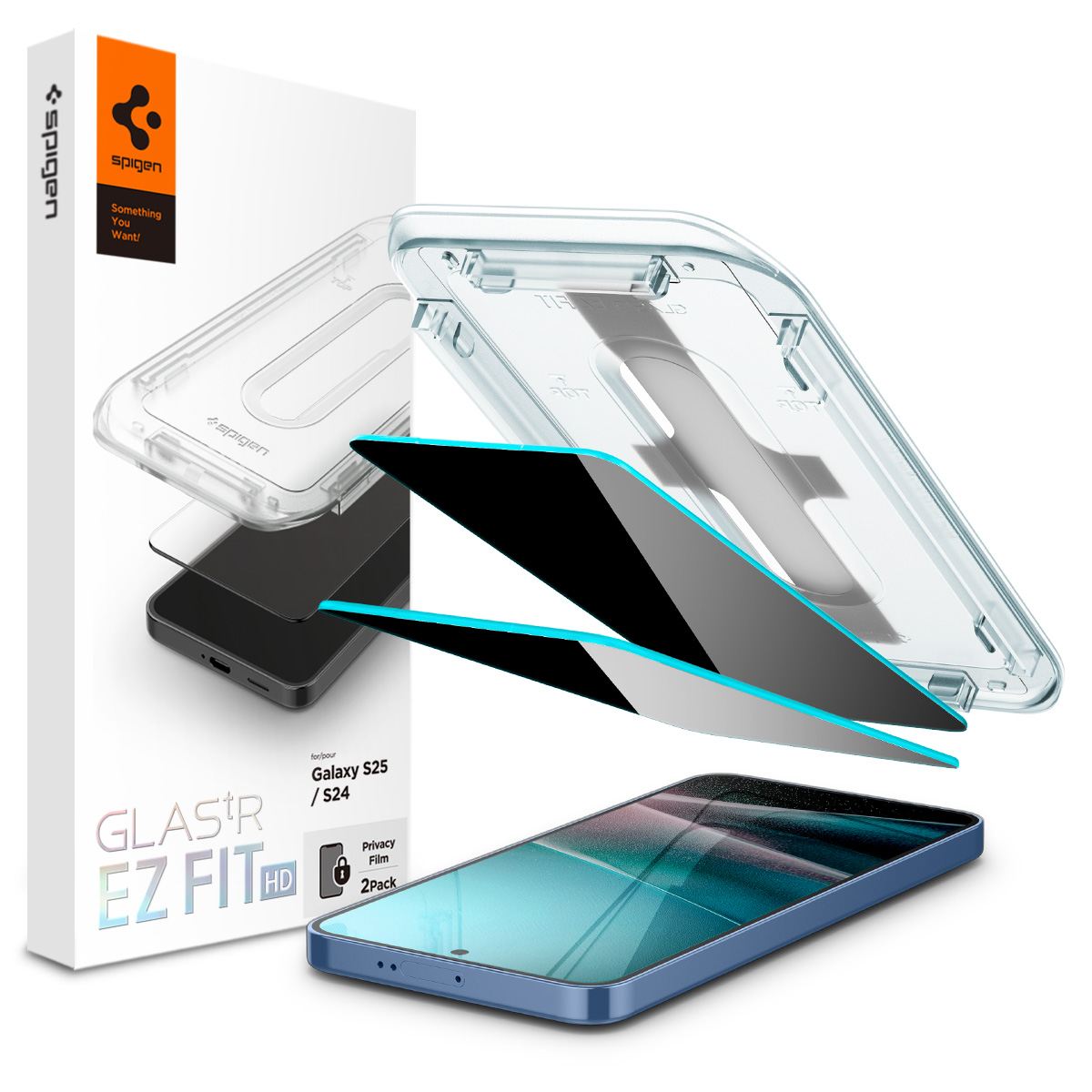 Spigen Glass tR EZ Fit HD (Privacy) 2 Pack - Samsung Galaxy S25/S24