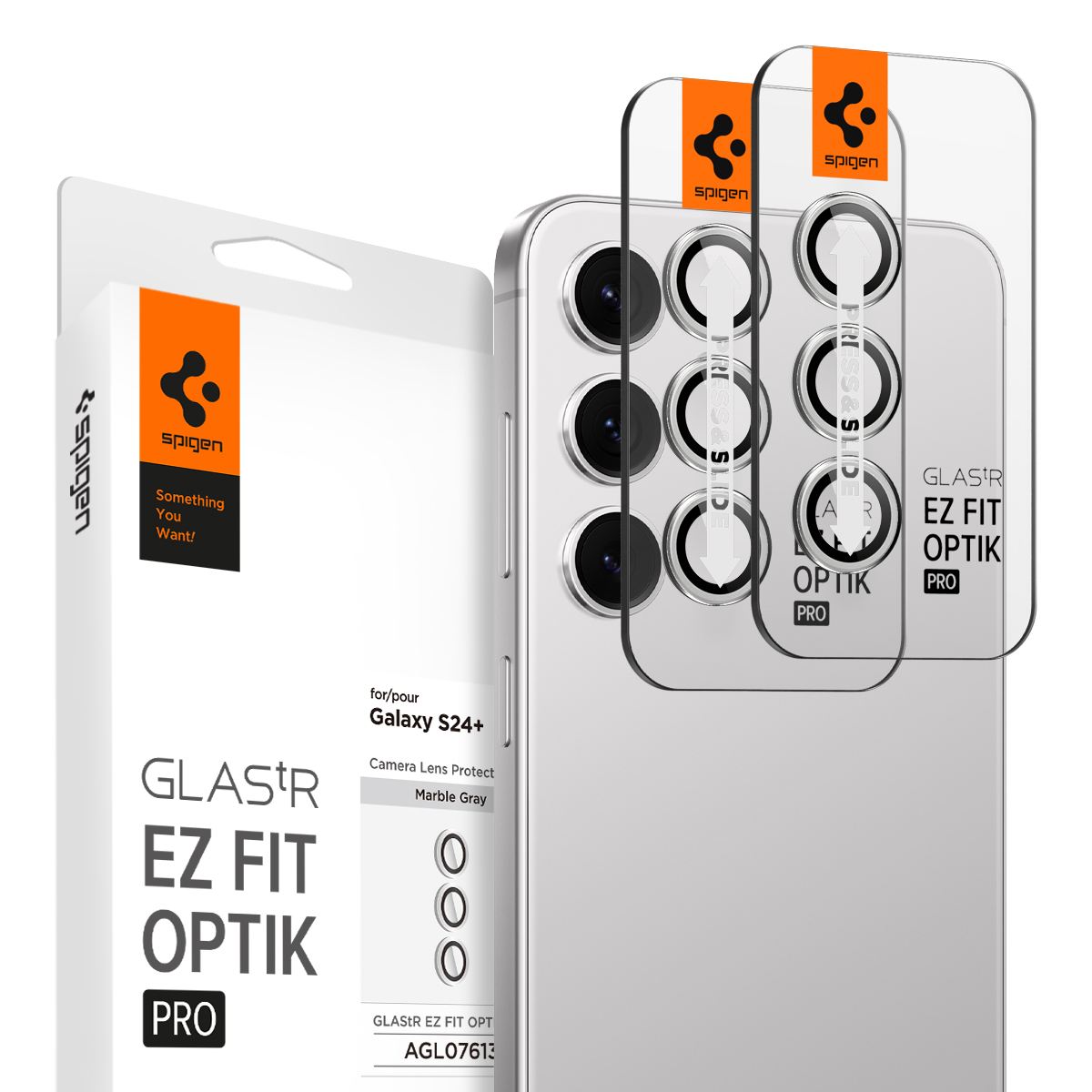 Spigen Glass tR EZ Fit Optik Pro 2 Pack, marble gray - Samsung Galaxy S24+