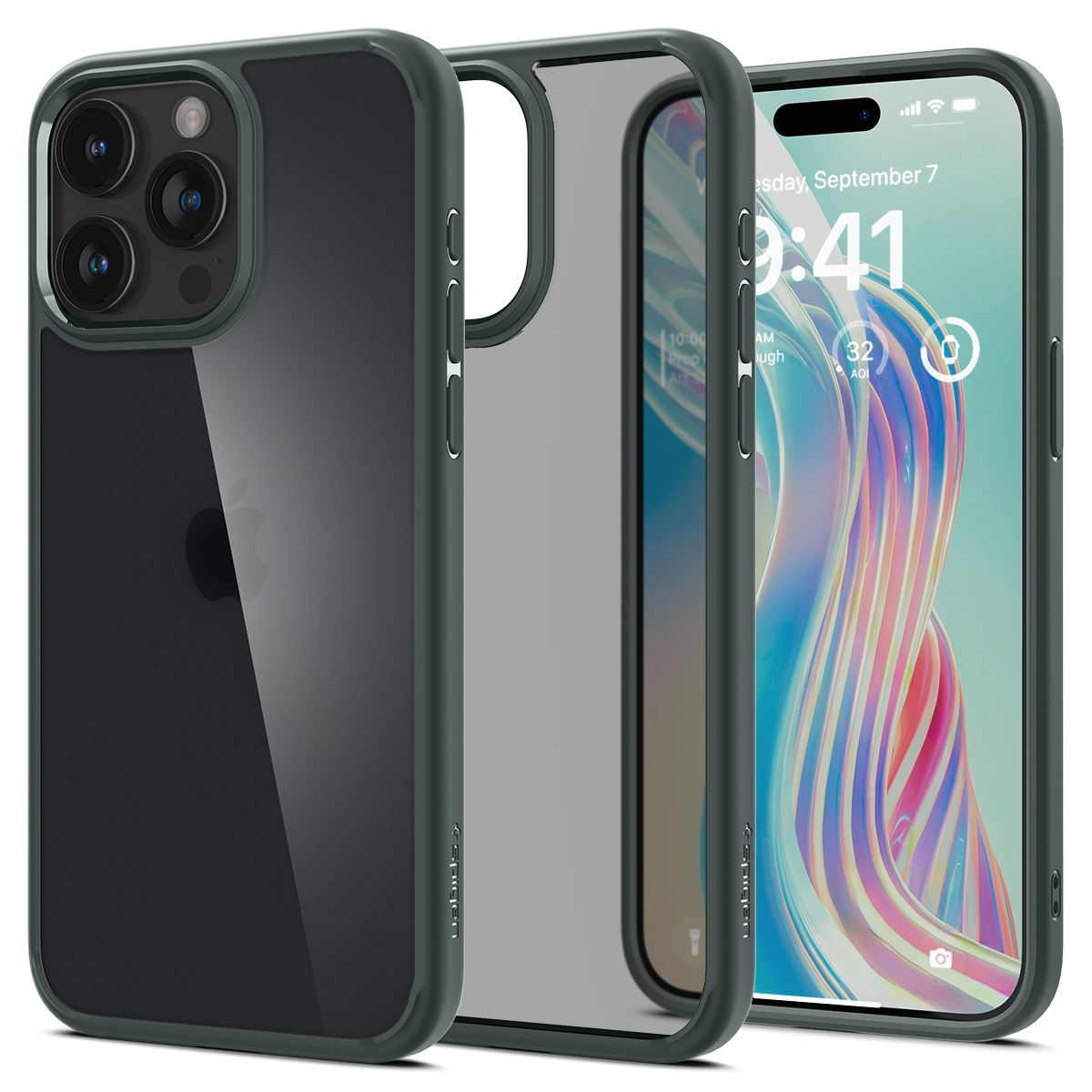 Spigen Ultra Hybrid, frost green - iPhone 15 Pro Max (1)