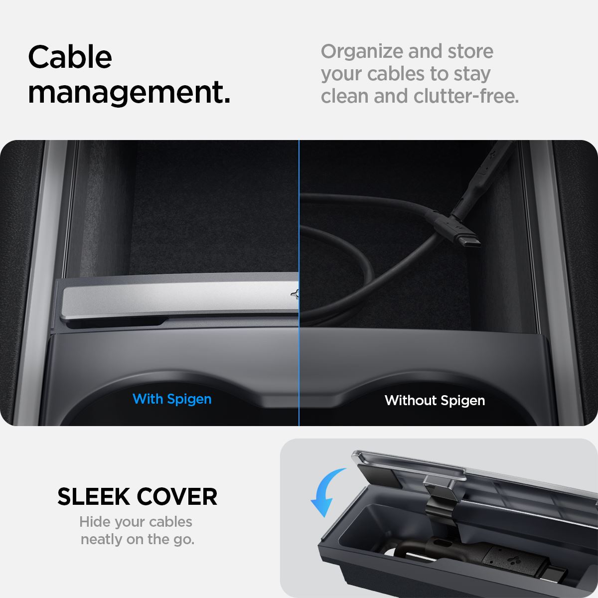 Spigen Tesla Cable Organizer Station, black - Tesla Model Y/3  (7)