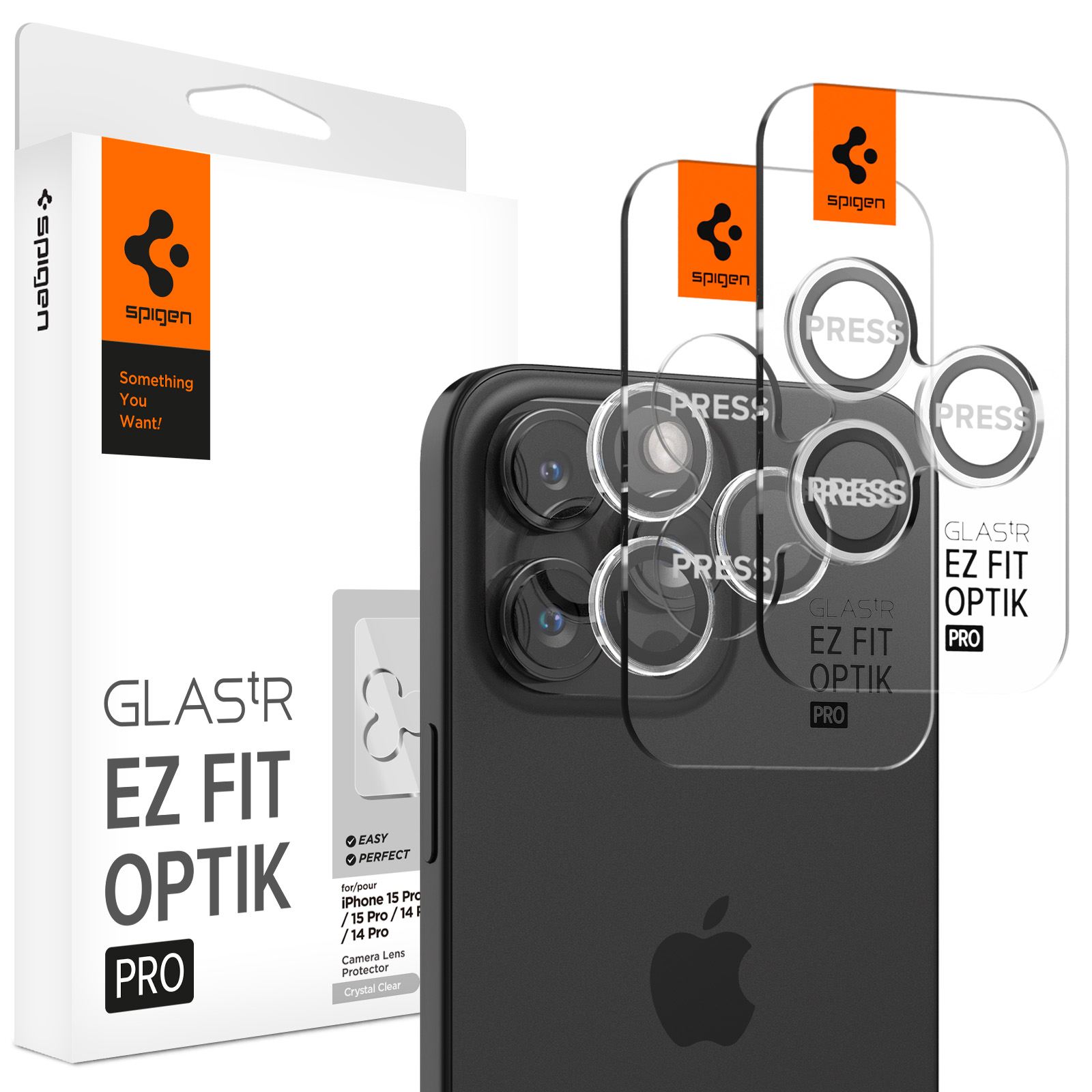 Spigen Glass tR EZ Fit Optik Pro 2 Pack, cc - iPhone 17/16/15/14 Pro / 17/16/15/14 Pro Max