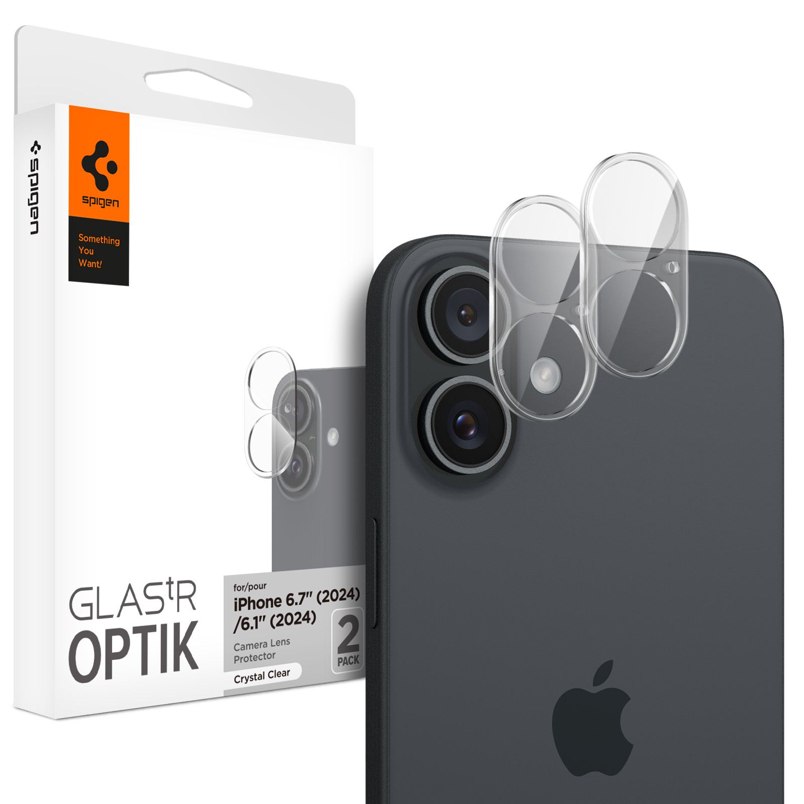 Spigen Glass tR Optik 2 Pack, crystal clear - iPhone 16/16 Plus (1)