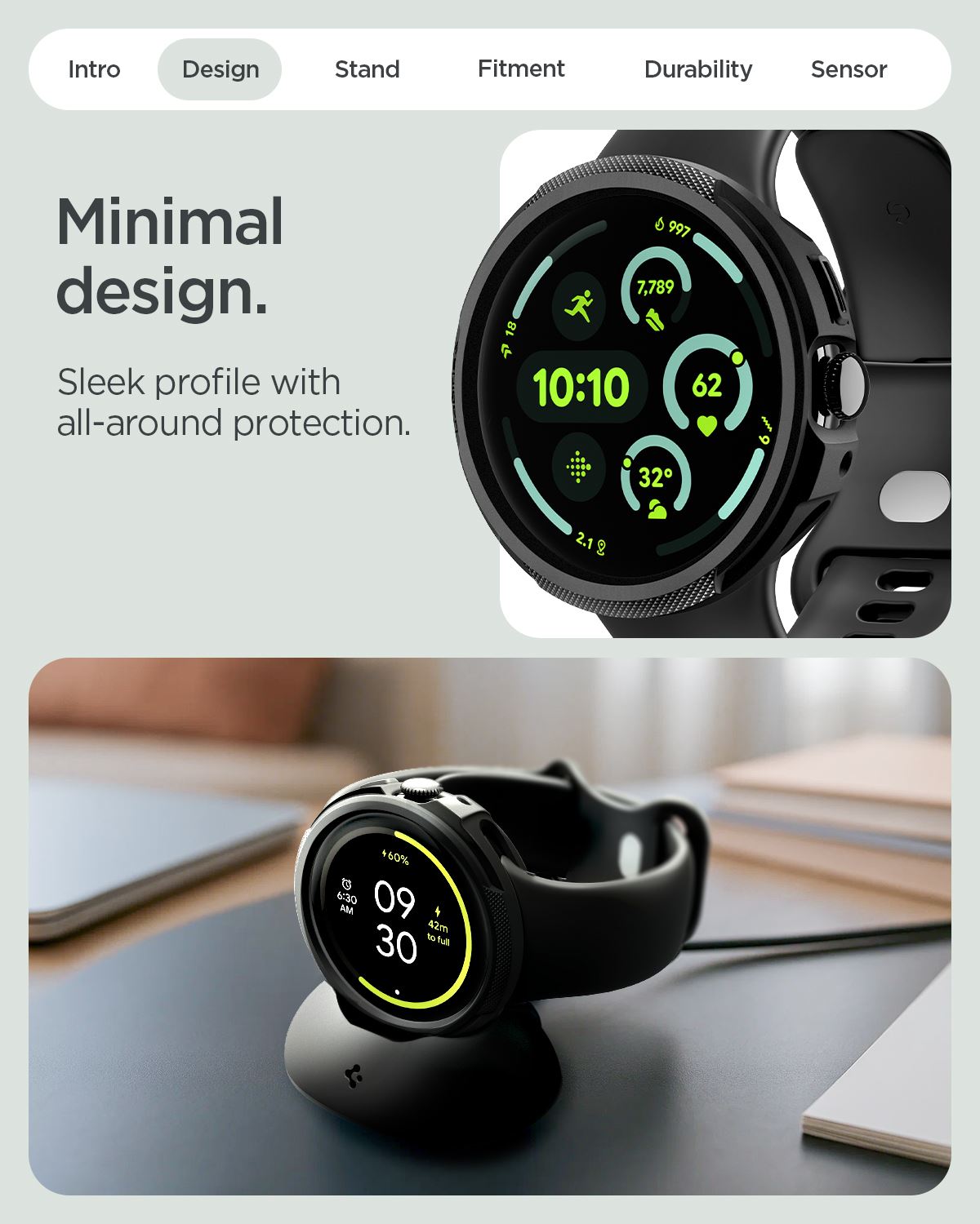 Spigen Liquid Air, matte black - Google Pixel Watch 4 41mm (13)