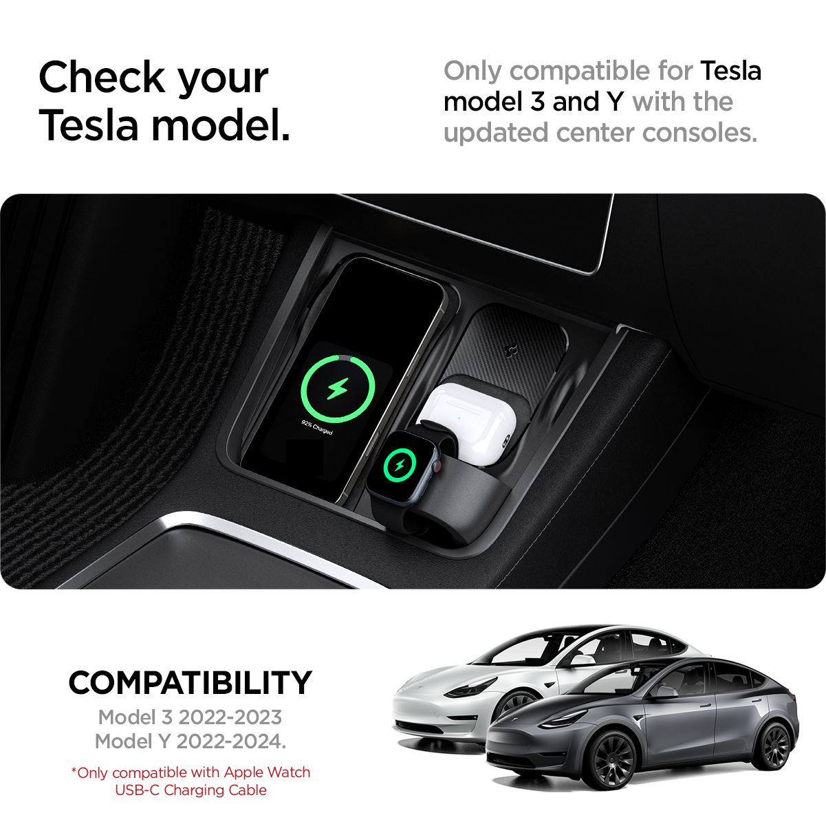 Spigen Tesla 3 in 1 Wireless Charging Hub Mount, black - Tesla Model Y/3 (13)