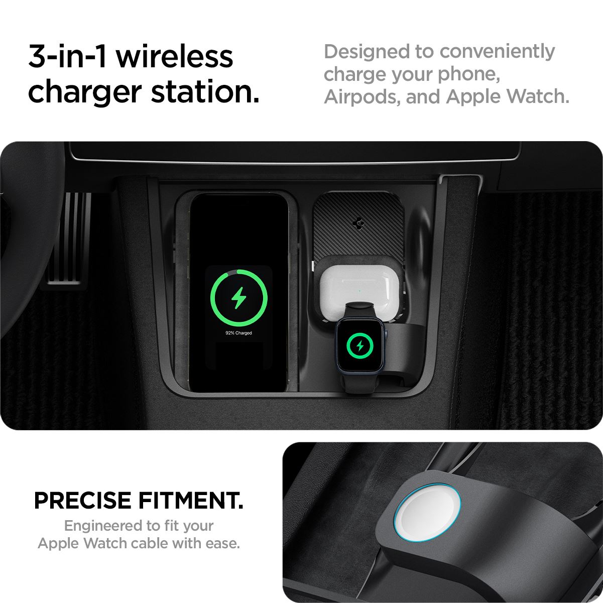 Spigen Tesla 3 in 1 Wireless Charging Hub Mount, black - Tesla Model Y/3 (14)
