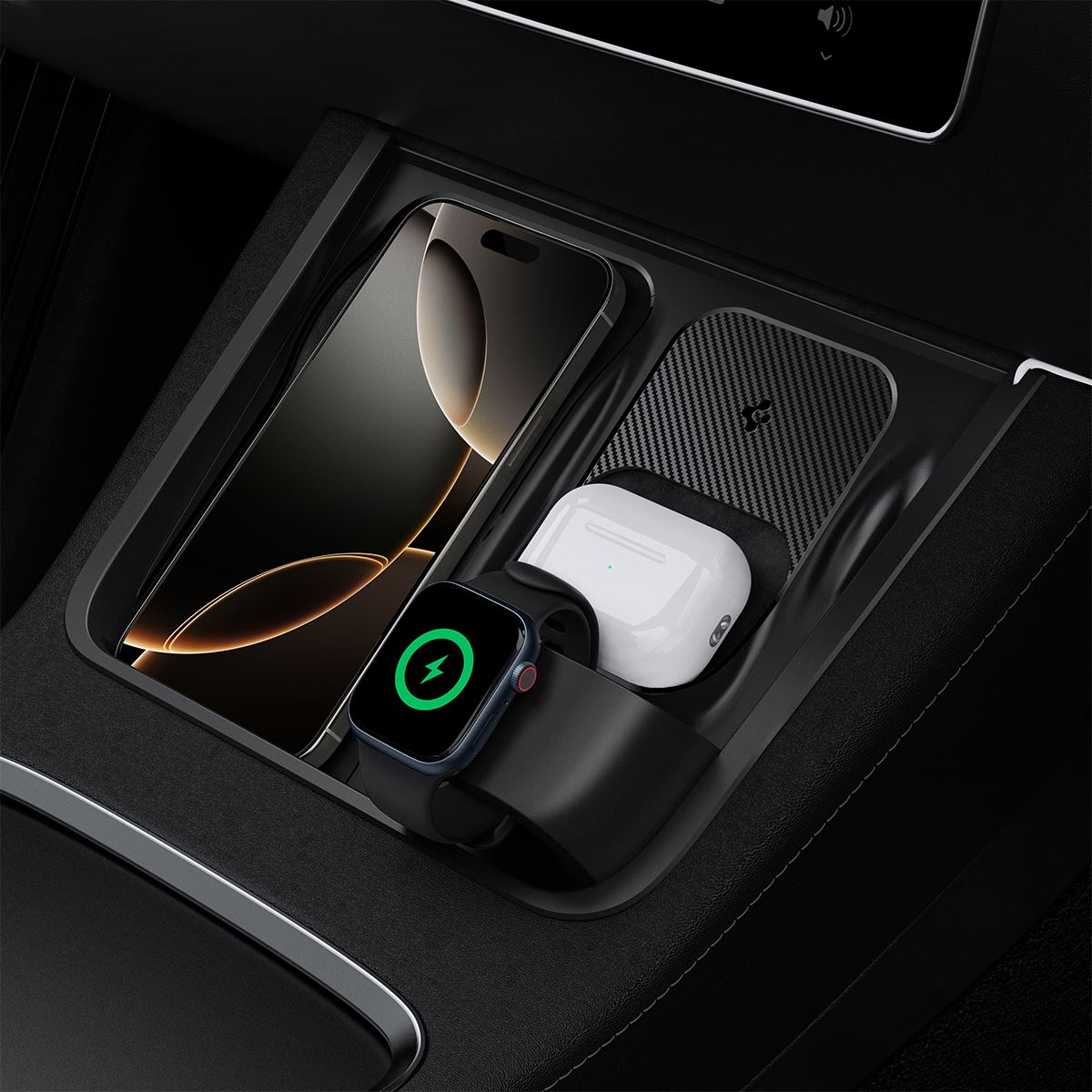 Spigen Tesla 3 in 1 Wireless Charging Hub Mount, black - Tesla Model Y/3 (3)