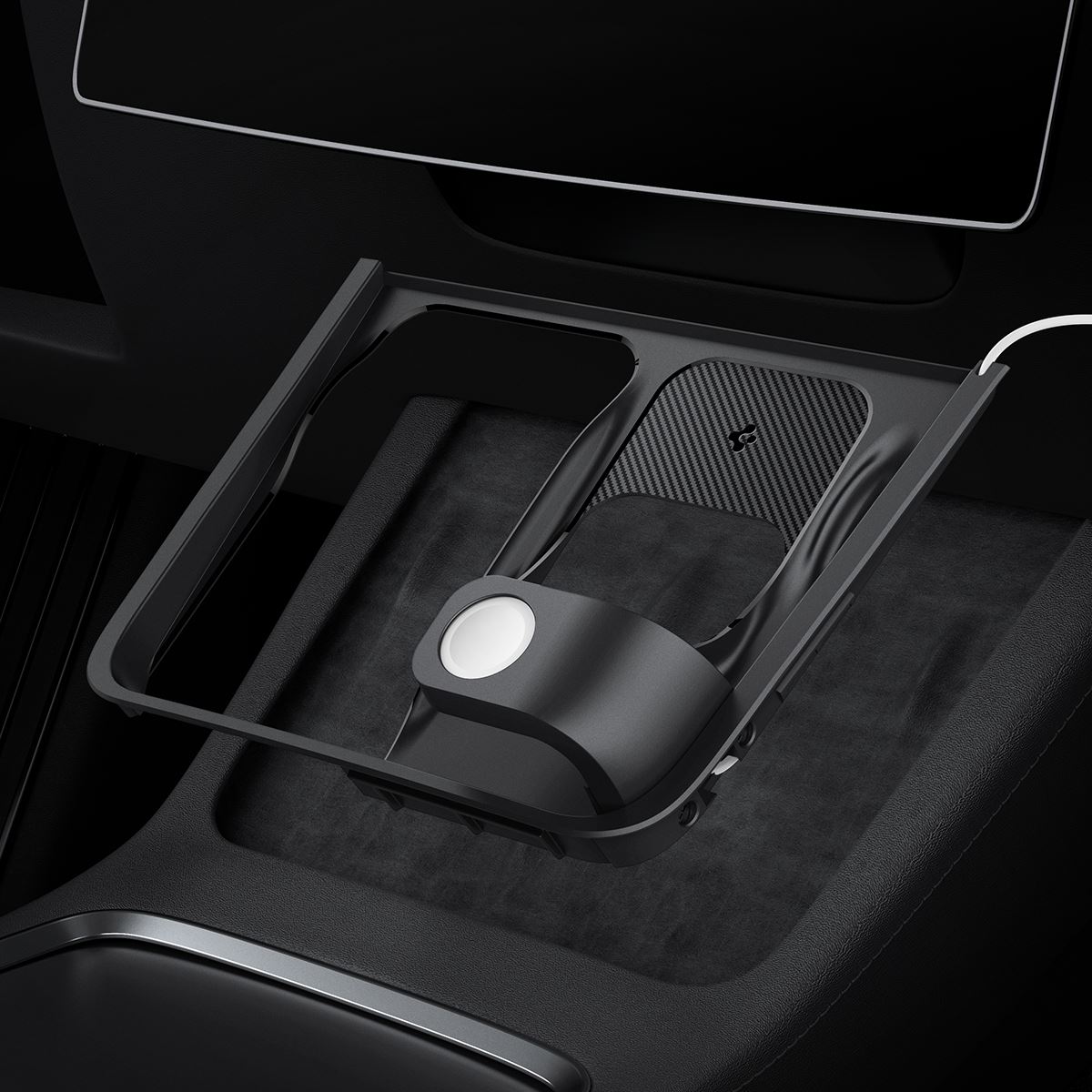Spigen Tesla 3 in 1 Wireless Charging Hub Mount, black - Tesla Model Y/3 (4)
