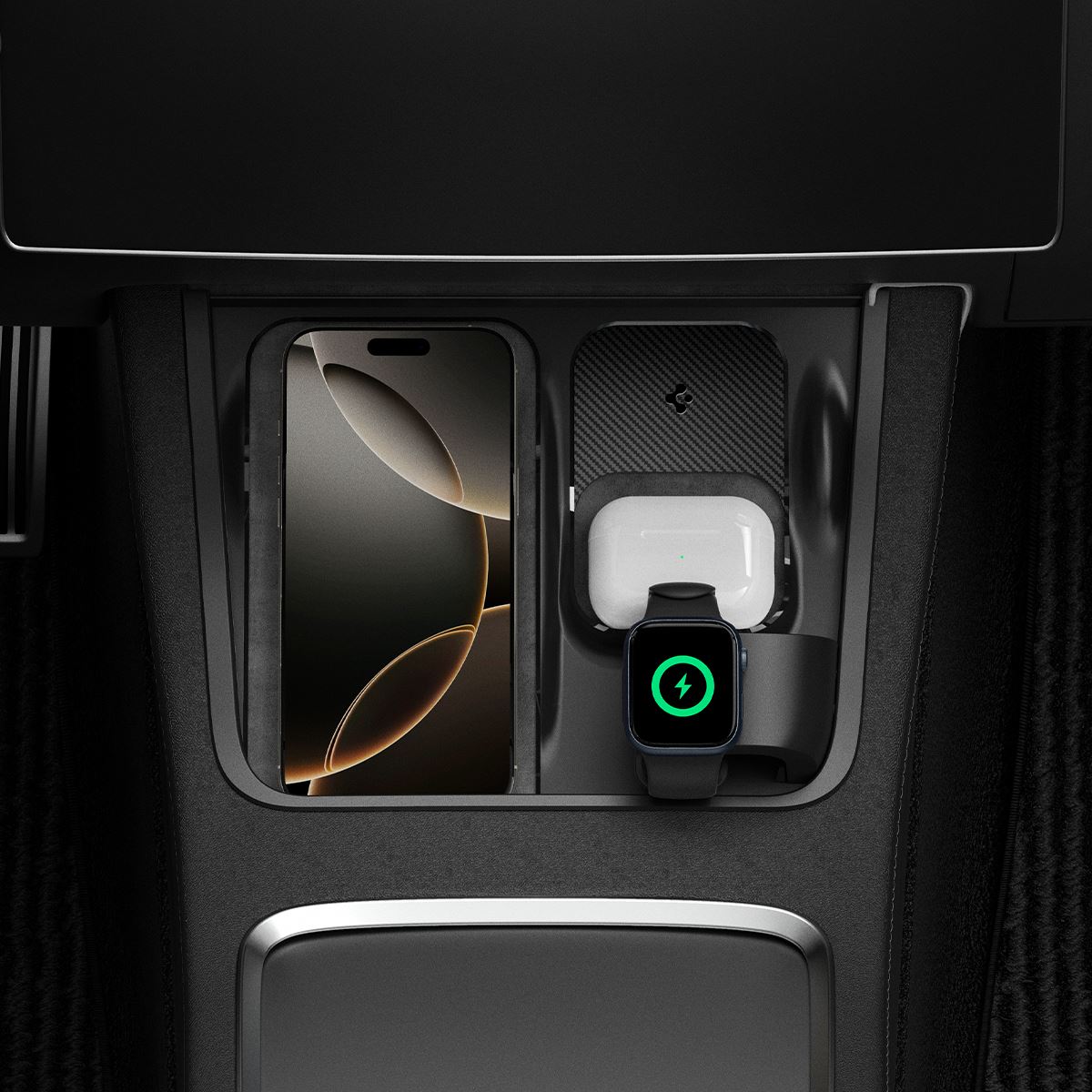 Spigen Tesla 3 in 1 Wireless Charging Hub Mount, black - Tesla Model Y/3 (7)