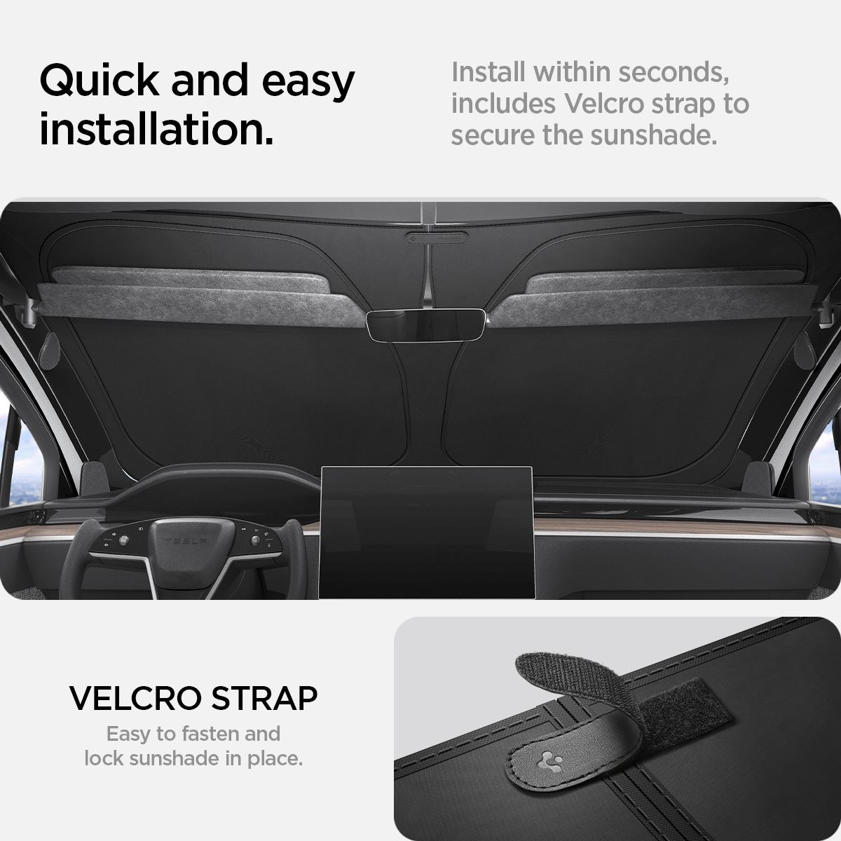 Spigen Tesla Car Front Windshield Sunshade, black - Tesla Model X (10)