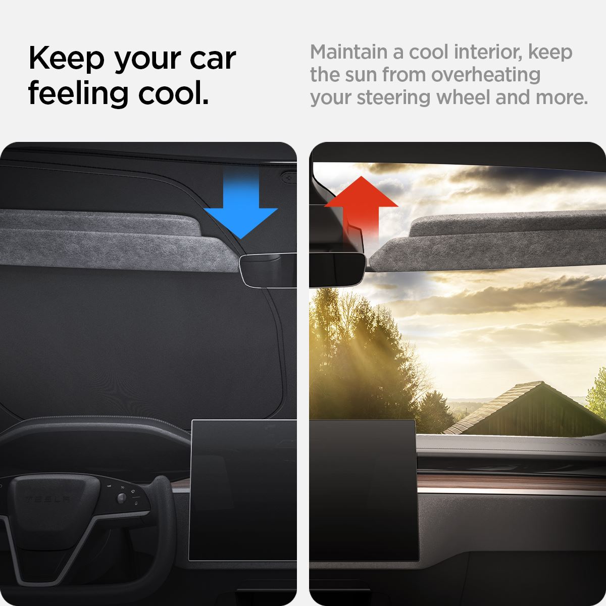 Spigen Tesla Car Front Windshield Sunshade, black - Tesla Model X (11)