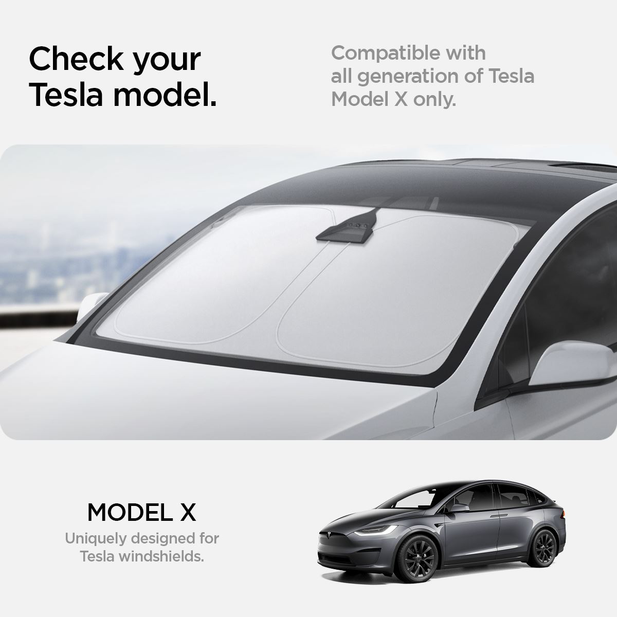 Spigen Tesla Car Front Windshield Sunshade, black - Tesla Model X (9)