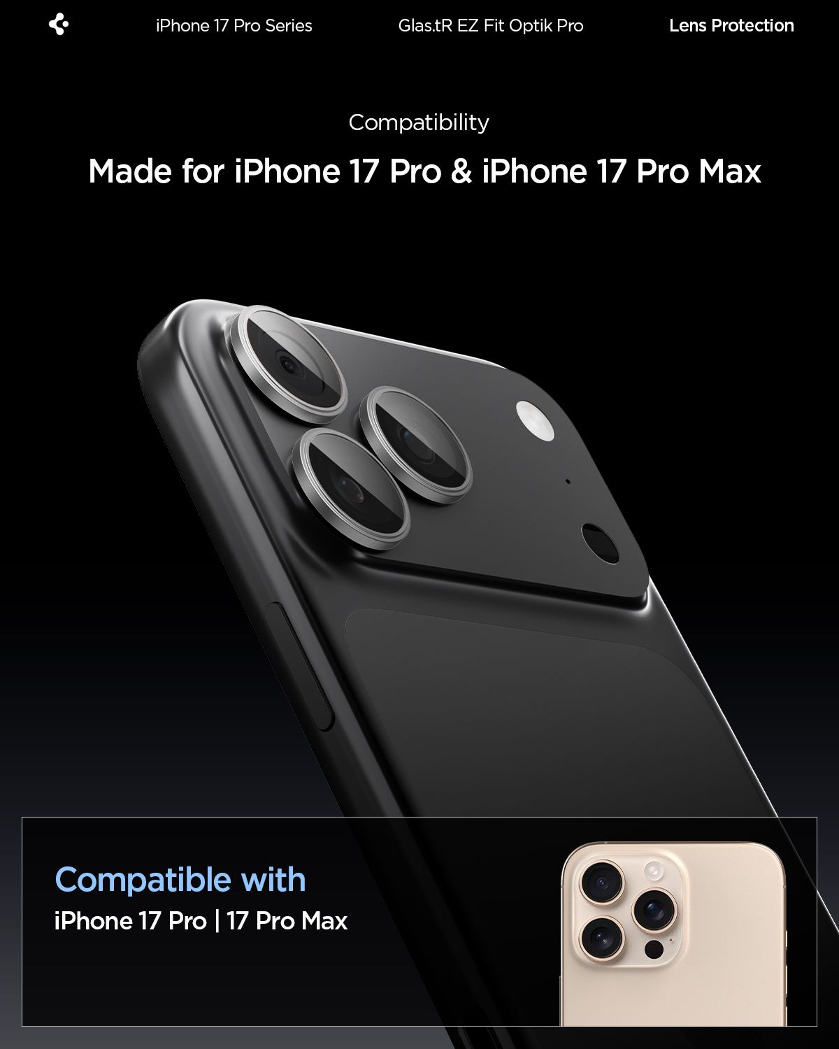 Spigen Glass tR EZ Fit Optik Pro 2 Pack, gray - iPhone 17/16/15/14 Pro / 17/16/15/14 Pro Max (8)