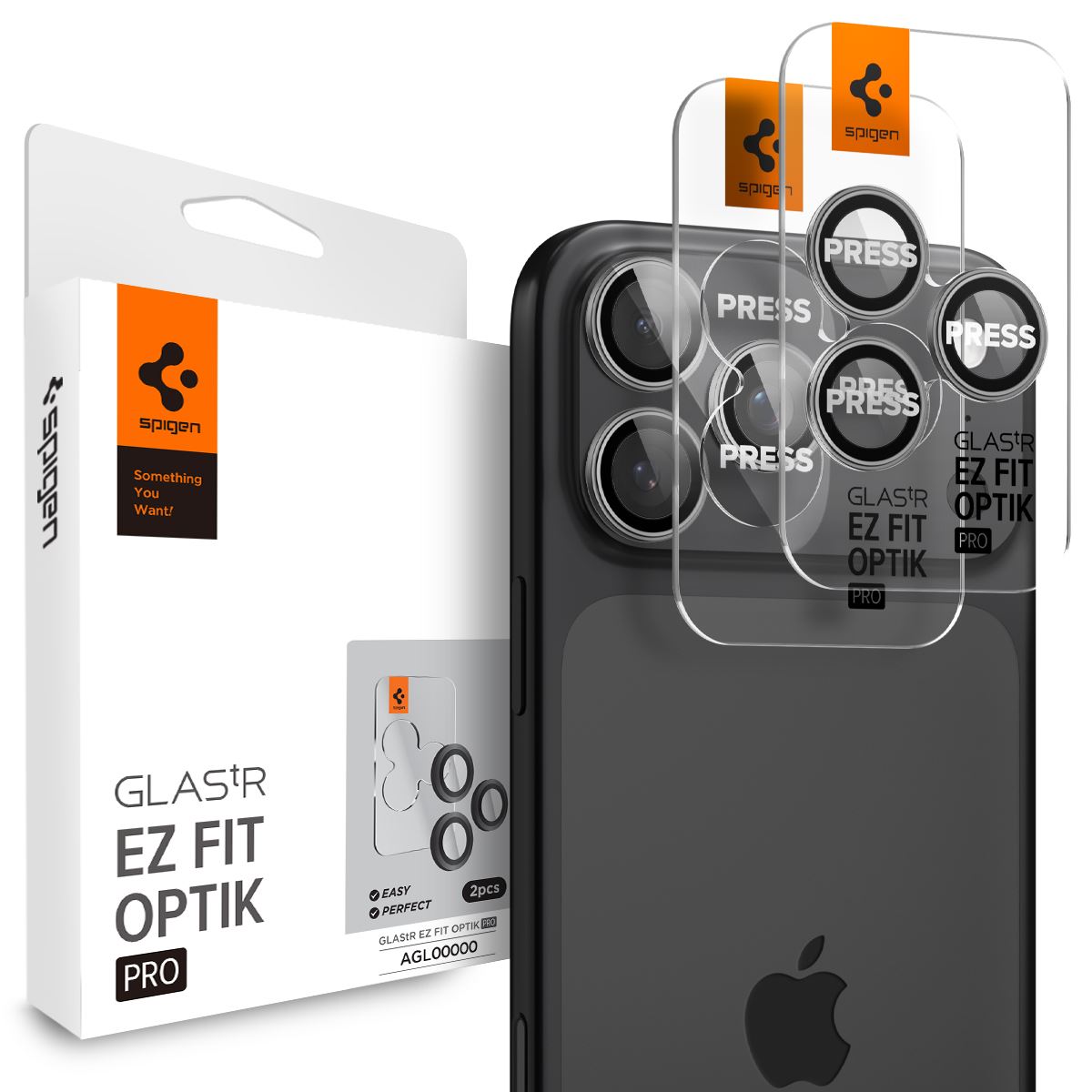 Spigen Glass tR EZ Fit Optik Pro 2 Pack, gray - iPhone 17/16/15/14 Pro / 17/16/15/14 Pro Max